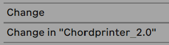 Live undo history showing a print Change and a Change in Chordprinter 2 stacked together